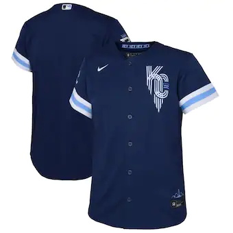 youth nike navy kansas city royals 2022 city connect replic